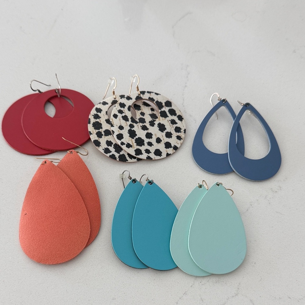 Nickel and Suede 6 Pairs of Gently Used Earrings
